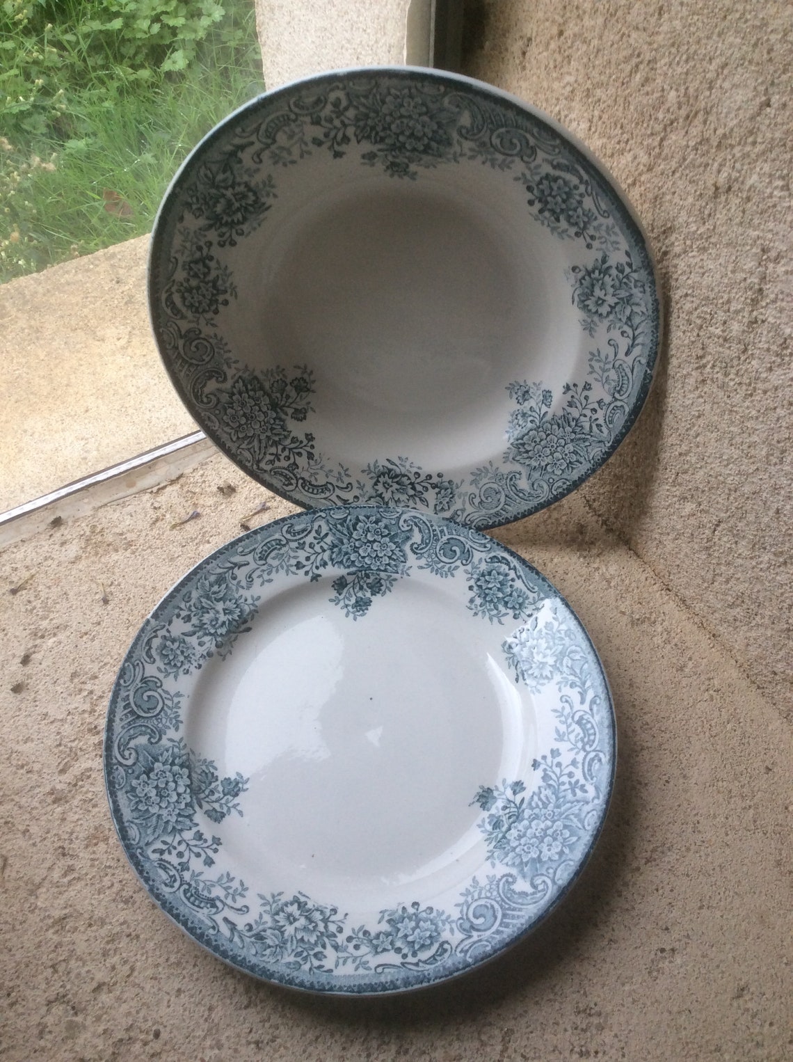 French tableware 4 rare and old plates 2 deep and 2 flat Etsy