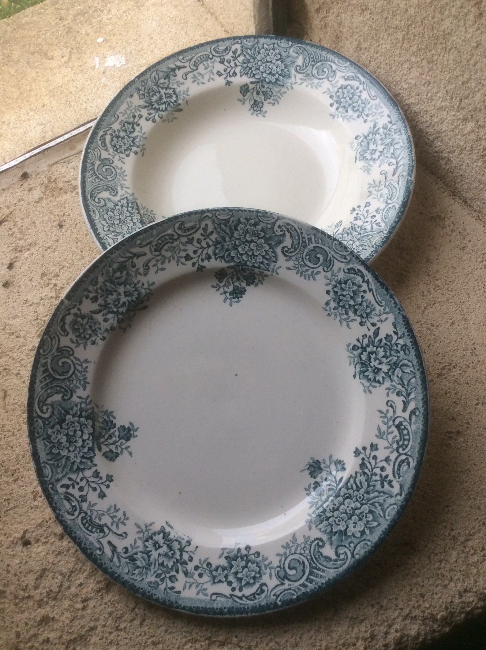 French tableware 4 rare and old plates 2 deep and 2 flat Etsy