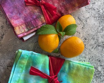 Juego de 6 servilletas vintage 100% teñidas a mano.