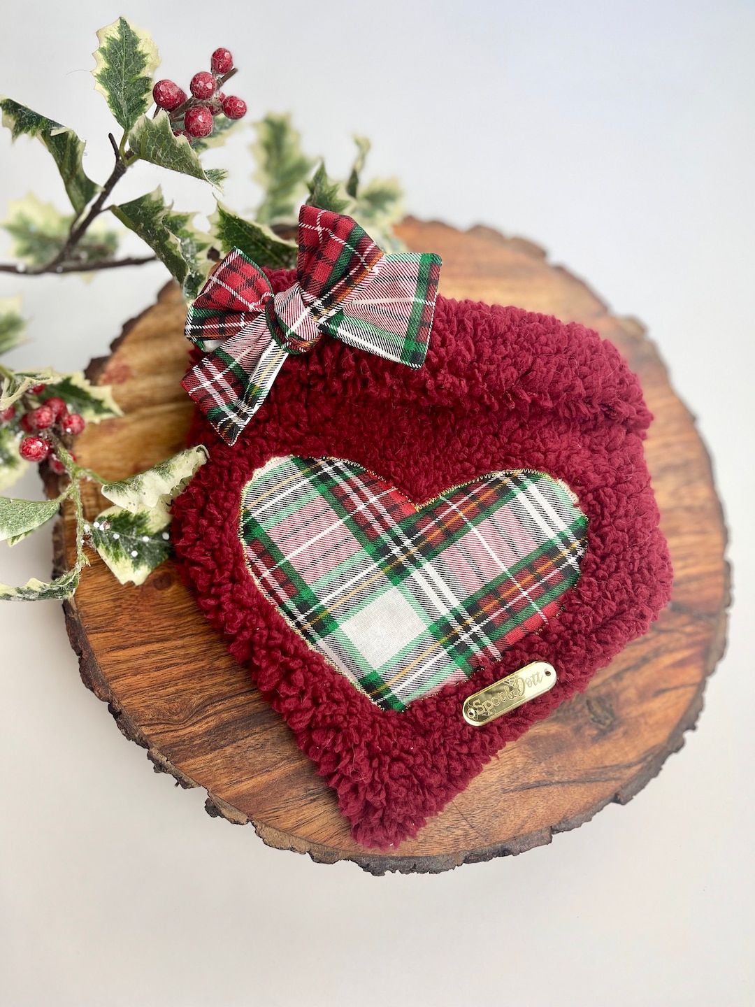 Winter Love Snap Closure Dog Bandana, Christmas Dog Bandana, Holiday