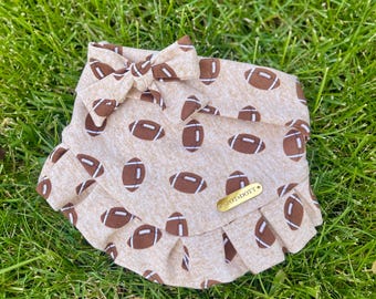 Kickoff w/ruffle trim | snap closure dog bandana, fall dog bandana, football dog bandana, dog bandana, snap on bandana, game day dog bandana