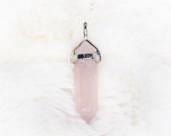 Collier en cristal de quartz rose