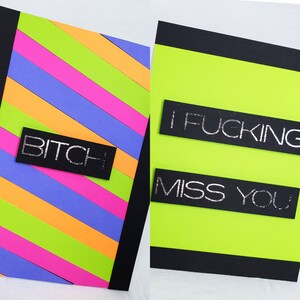 Verijdelde teef of ik fucking miss you handgemaakte wenskaart &envelop