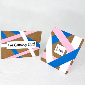 Trans Pride Flag Handmade Greeting Card & Envelope