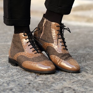 Womens Oxford Boots | Brown-Black Oxford Boots | Leather Ankle Boots |  Lace-up Leather Oxford boots