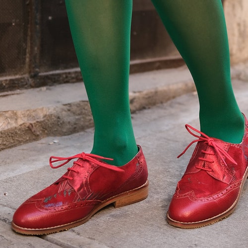 Women's Oxford Shoes Red Shoes Custom 