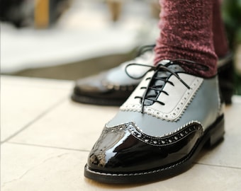 Damen Oxford Schuhe | Leder Oxford Schuhe | Elegante Vintage Oxford Schuhe | Damen Oxford Schuhe Größe 5, 6, 8