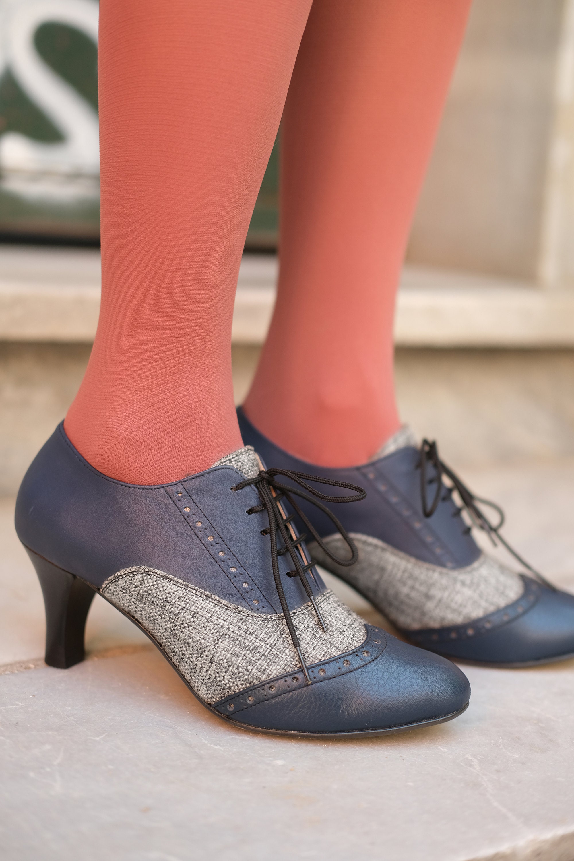 1930s Shoes - Art Deco Shoes, Heels, Boots, Sandals | Navy oxford shoes,  Navy blue oxfords, Blue oxford shoes