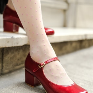 Red Mary Janes Patent Mary Janes Mid Heel Red Strap Shoes Round Toe Ankle Strap Shoes Wizard Of Oz Shoes image 9