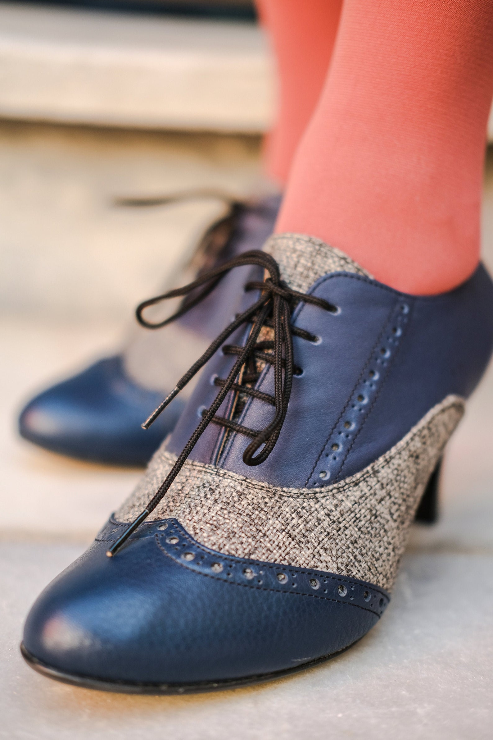 Handmade Oxford Shoes Custom Mid Heel Shoes Retro Oxford Etsy