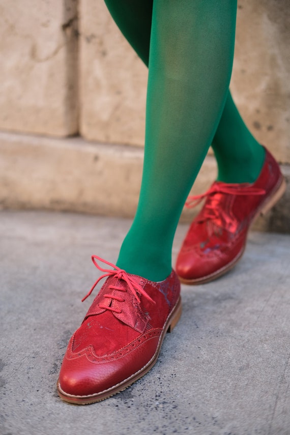 Zapatos Oxford de Mujer / Zapatos Rojos / Etsy México