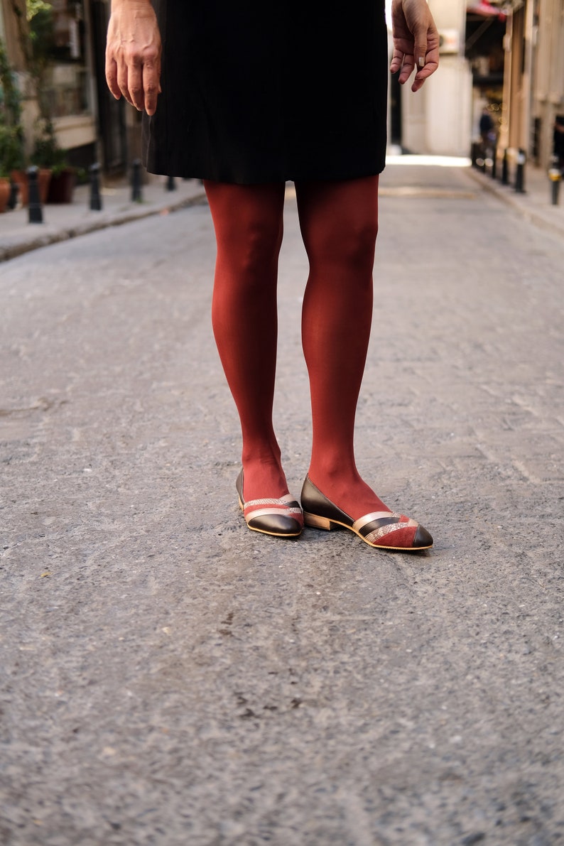 Multicolor Ballerina Flats Pointy Toe Flats Ballerina flats Pointy Toes Spring Shoes Gift For Her image 2