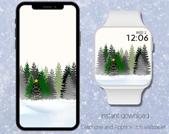 Apple Watch Wallpaper |Winter Wonderland Wallpaper | Christmas Trees | Christmas Wallpaper | Christmas Watch Face | Christmas Aesthetic