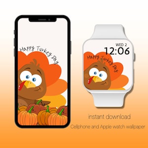 Happy Turkey Day | Apple Watch Wallpaper Autumn | Apple Watch Face | Fall Aesthetic | Thanksgiving Turkey | Cellphone Wallpaper