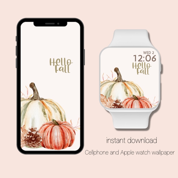 Hello Fall Pumpkins | Apple Watch Wallpaper Autumn | Apple Watch Face | Fall Aesthetic |  PUmpkin Season | Cellphone Wallpaper