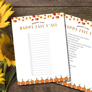 Fall Bucket List Printable, Planner insert, GoodNotes, Notability, Pumpkin Season, Instant digital download