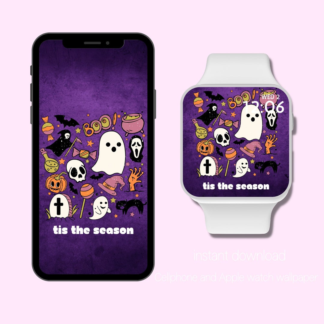 Apple Watch Wallpaper Halloween Doodles Apple Watch Face Etsy