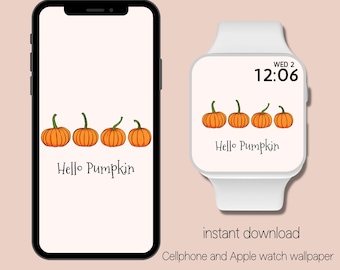 Hello Pumpkins | Apple Watch Wallpaper Autumn | Apple Watch Face | Fall Aesthetic |  Pumpkin Season | Cellphone Wallpaper