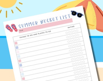 Summer Bucket List Printable Planner Insert Good Notes - Etsy