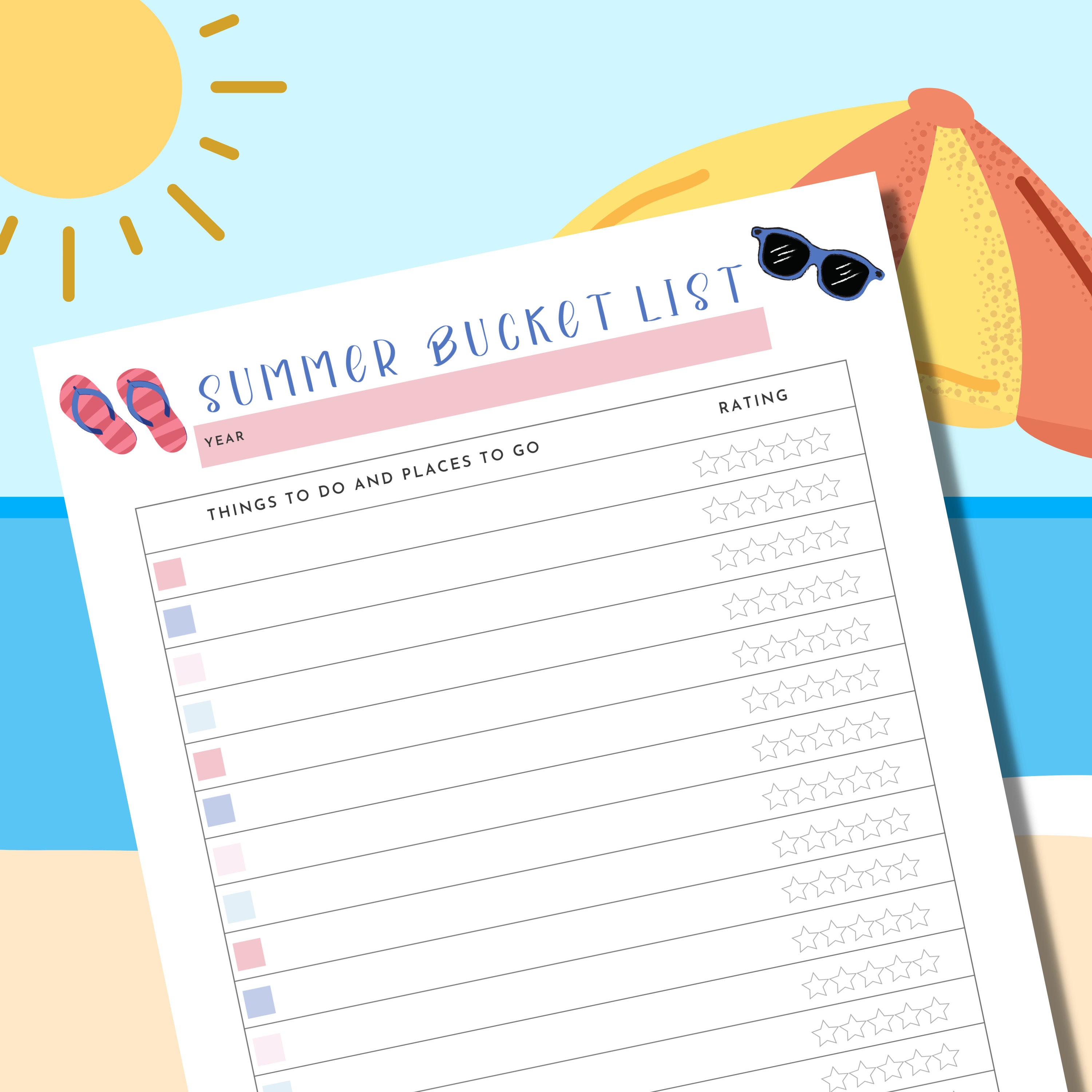 Summer Bucket List Printable Planner Insert Good Notes - Etsy