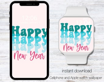 Apple Watch Wallpaper Happy New Year,Smartwatch Background,Digital Watch Face, 2026 New Year cellphone Wallpaper, trendy retro Aesthetic