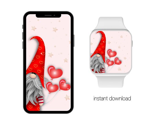 Valentine Gnome Apple Watch Wallpaper, Cell Phone Wallpaper, Apple watch Wallpaper, iPhone Wallpaper, Background Wallpaper, Phone Lockscreen