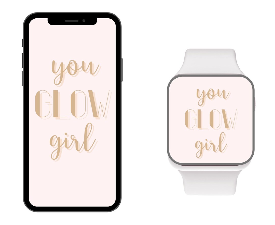 You GLOW Girl Wallpaper Pink With Gold Cell Phone Wallpaper Etsy
