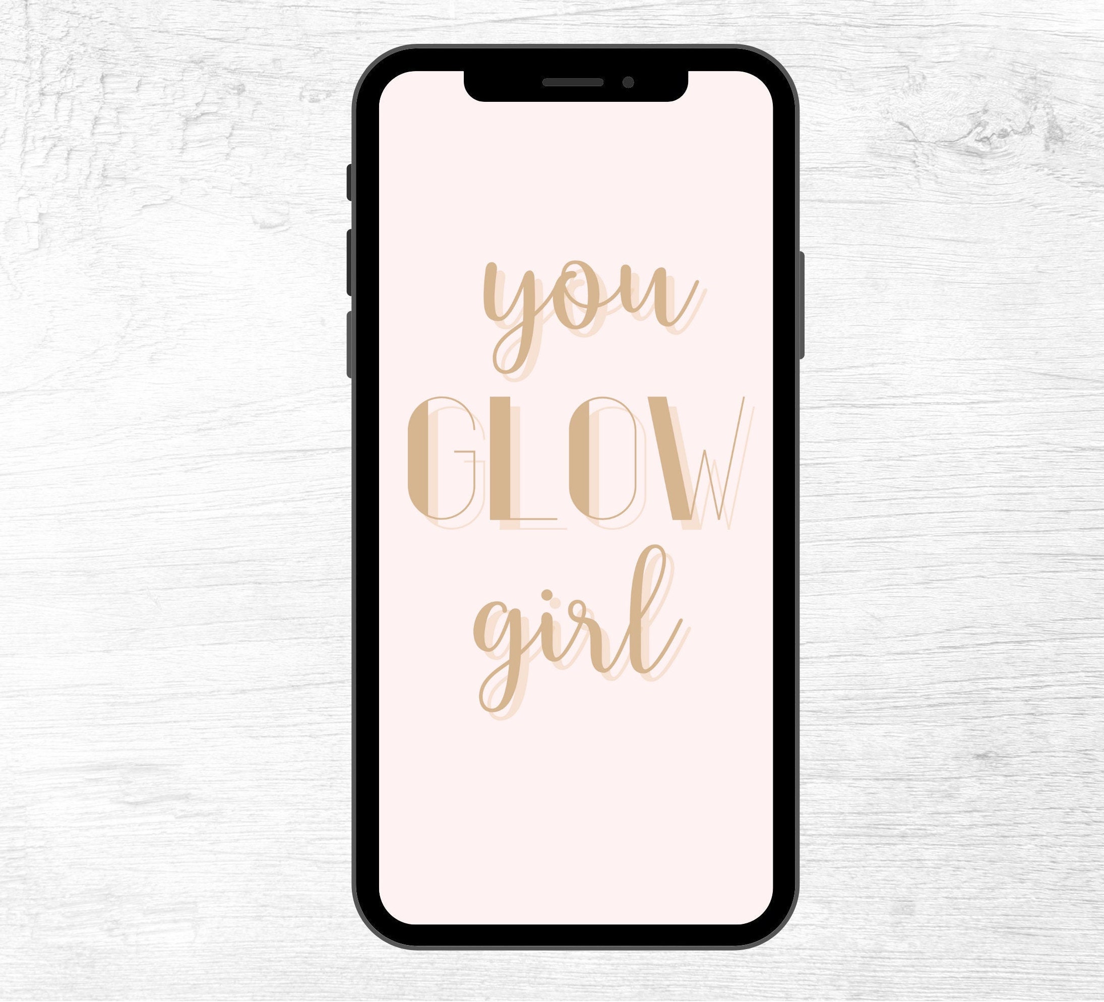 You GLOW Girl Wallpaper Pink With Gold Cell Phone Wallpaper Etsy
