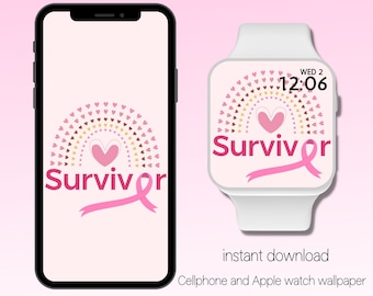 Apple Watch Wallpaper Breast Cancer Awareness, Apple Watch Face, Breast Cancer Survivor, Cellphone Wallpaper, Survivor, October is Pink,Boho
