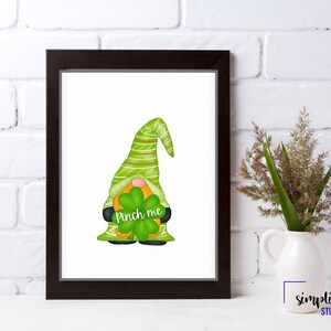 St Patrick&#39;s Day Gnome Printable Art | St Patricks Day Wall Decor | Digital Art Printable | Instant Download Printable Art