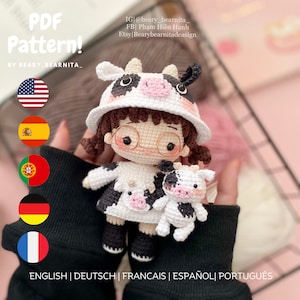 Cowdie crochet doll pattern. Amigurumi crochet pattern. Doll pattern. PDF file.