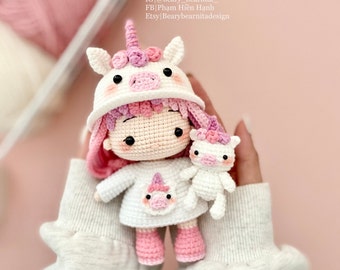 Modèle au crochet de poupée licorne poupée Amigurumi (fichier