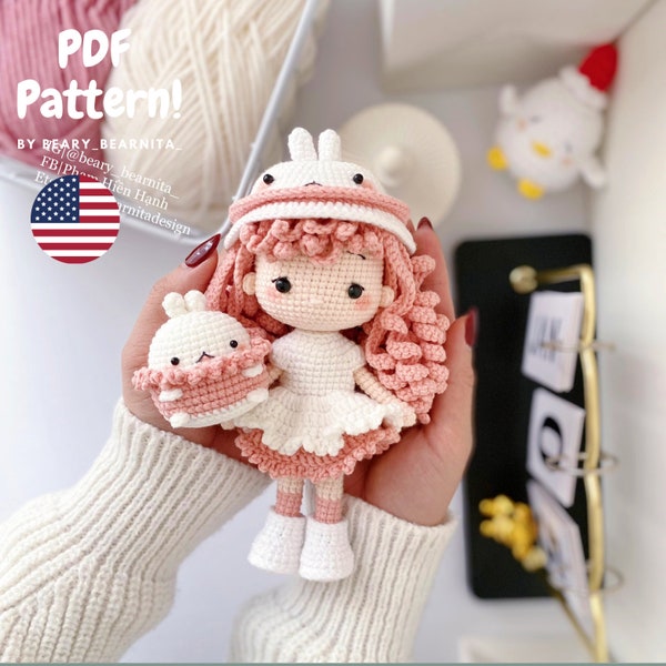 Molang Mädchen Häkelanleitung. Amigurumi Puppe Häkelanleitung. PDF Datei.