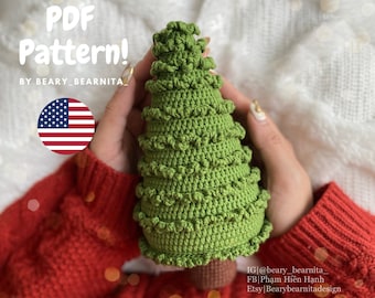 Christmas tree Claus crochet pattern. Pine tree pattern. Amigurumi pine tree crochet pattern.