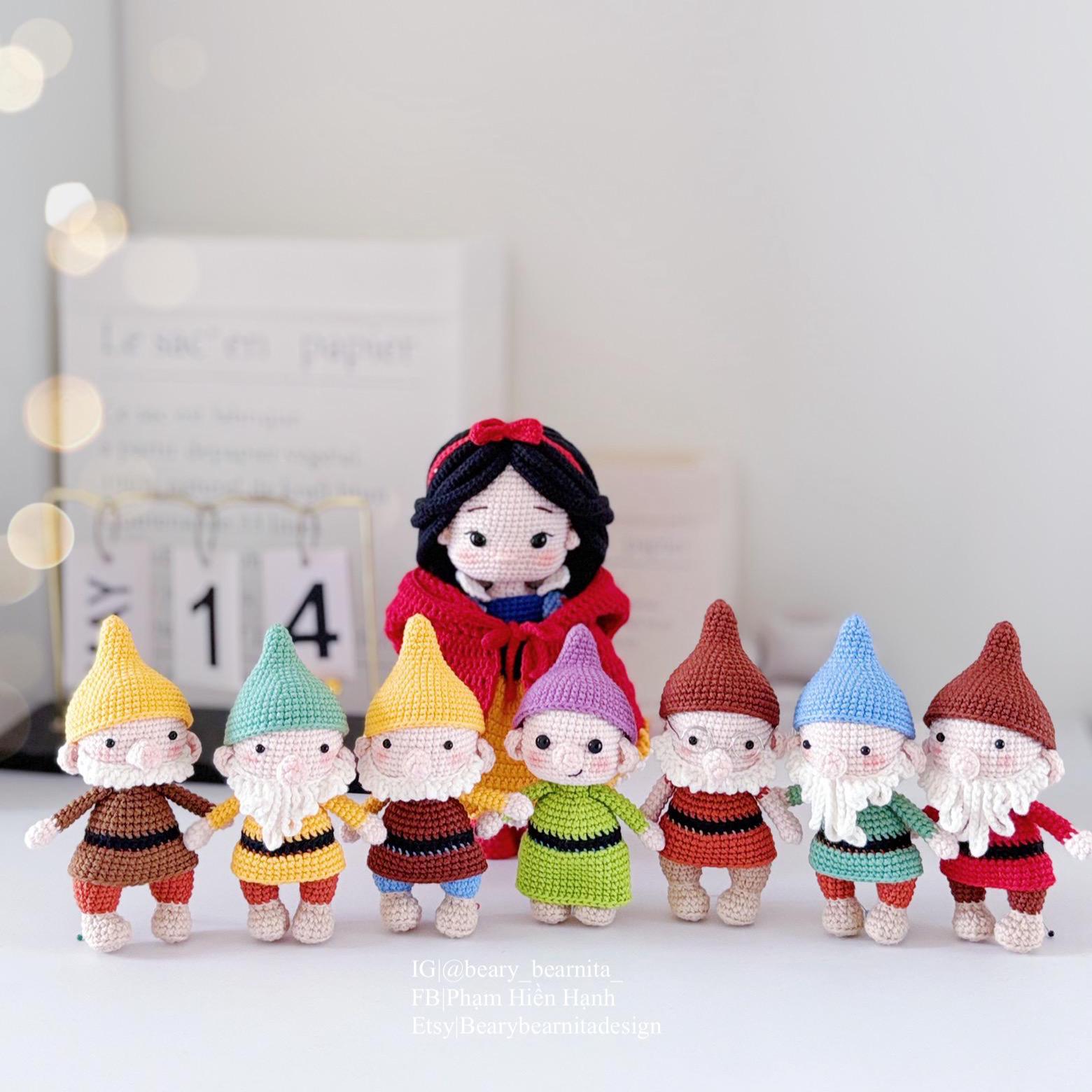 白雪姫と七人の小人の編み図：あみぐるみ人形（PDFパターン） - Etsy 日本