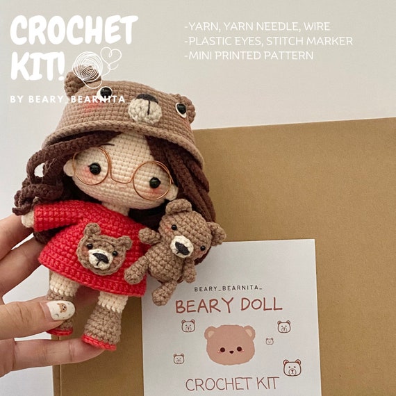  Pretty Gril Crochet Kit Needlework Doll DIY Knitting amigurumi  Crocheting Craft Kits Handmake with Yarn Accessories Pattern