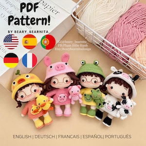 Bundle 4 crochet doll patterns - Garden theme. Amigurumi doll crochet pattern. PDF files. VK_DMCA