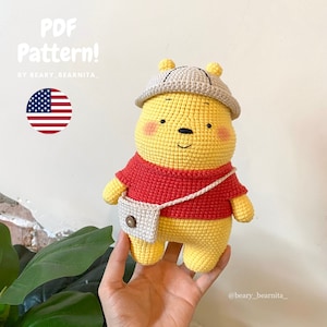 Yellow P.O.O.H bear crochet pattern. Amigurumi crochet pattern. PDF file.