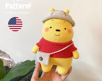 Yellow Winnie the Pooh Crochet Pattern: Amigurumi Bear (PDF File)