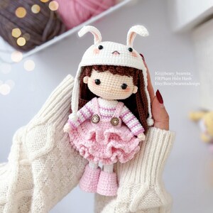 Bunny girl crochet pattern. Amigurumi doll crochet pattern. PDF file. image 2