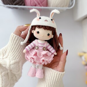 Bunny girl crochet pattern. Amigurumi doll crochet pattern. PDF file. image 5