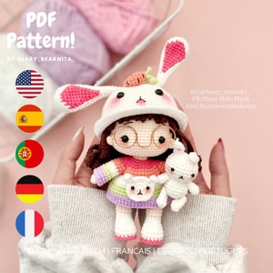 Bunny Crochet Doll Pattern: Amigurumi Girl with Removable Dress (PDF File)