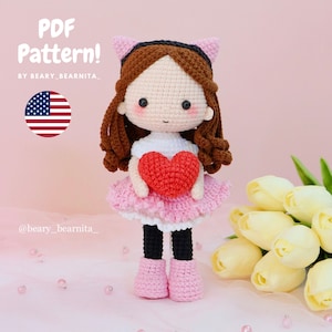 Amy doll crochet pattern. Amigurumi crochet pattern. Doll pattern. PDF file.