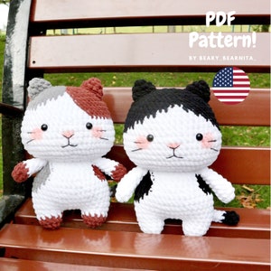 Little chunky cat pattern. Amigurumi pattern. Crochet pattern. Plushie cst. Stuffed cat. PDF file.