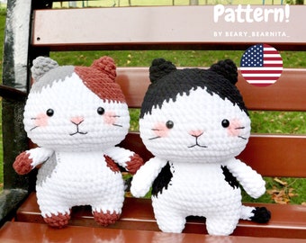Little chunky cat pattern. Amigurumi pattern. Crochet pattern. Plushie cst. Stuffed cat. PDF file.
