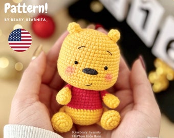 Yellow cute bear crochet pattern. Amigurumi crochet pattern. Crochet doll. PDF file