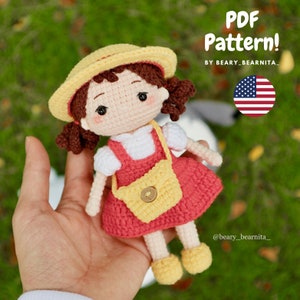 Cute Mei doll pattern. Amigurumi crochet pattern. Amigurumi doll pattern. PDF file.