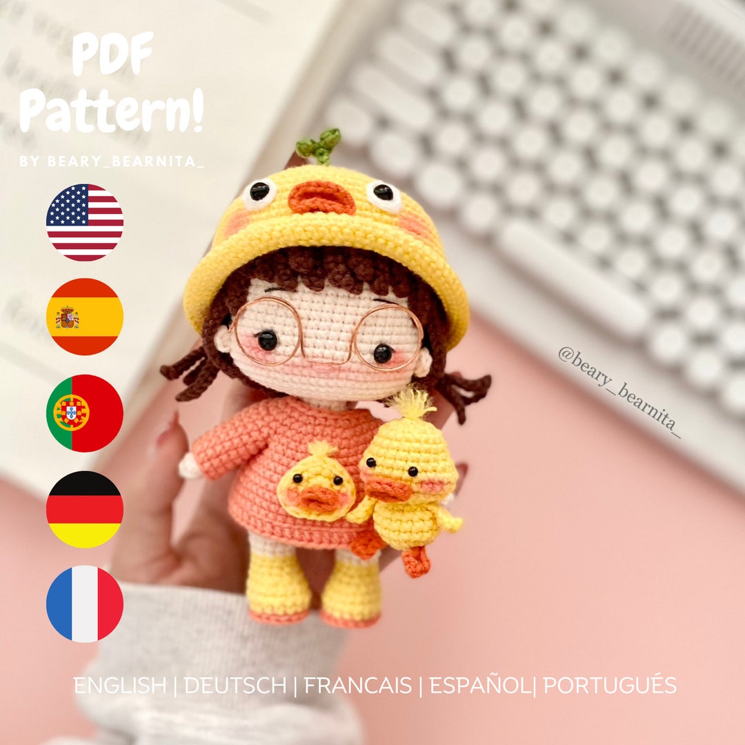 Duckling Crochet Doll Pattern. Amigurumi Crochet Pattern. Crocheted ...