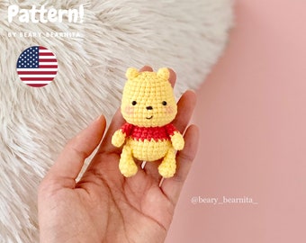 Tiny yellow P.O.O.OH bear crochet pattern. Amigurumi crochet pattern. PDF file.