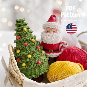 Christmas Santa and Christmas tree crochet pattern. Bundle Christmas pattern. Santa claus crochet pattern. Christmas tree crochet pattern.